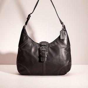 Original vintage Coach Hobo Hamptons Black Leather Shoulder Bag F11197
